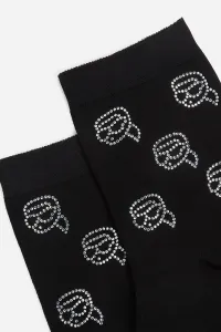 Ponožky Karl Lagerfeld Ikon Rhinestone Sock Black/Cream