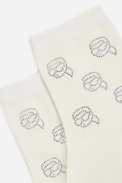 Ponožky Karl Lagerfeld Ikon Rhinestone Sock Black/Cream
