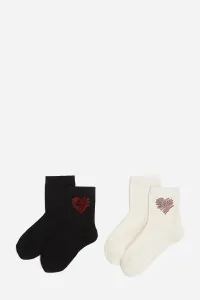 Ponožky Karl Lagerfeld K/Heart Rhinestones Socks Black/Cream