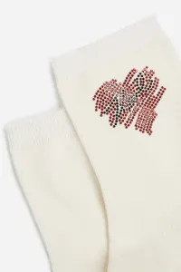 Ponožky Karl Lagerfeld K/Heart Rhinestones Socks Black/Cream