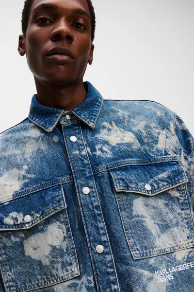 Košeľa Karl Lagerfeld Jeans Klj Bleach Denim Overshirt Bleached Denim