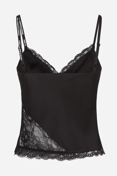 Blúzka Karl Lagerfeld Jeans Klj Satin Lace Top Black