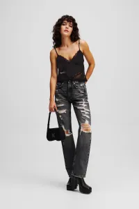 Blúzka Karl Lagerfeld Jeans Klj Satin Lace Top Black