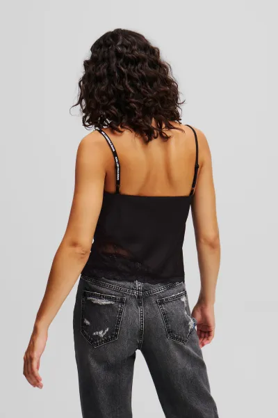 Blúzka Karl Lagerfeld Jeans Klj Satin Lace Top Black