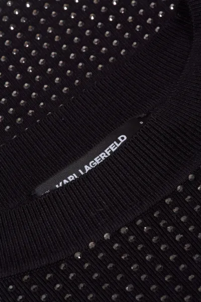 Sveter Karl Lagerfeld Rhinestone Fashion Sweater Black