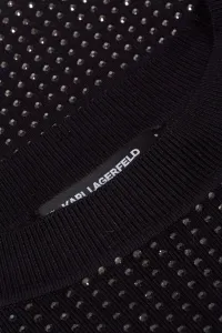 Sveter Karl Lagerfeld Rhinestone Fashion Sweater Black