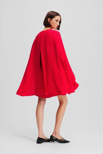 Šaty Karl Lagerfeld Short Party Cape Dress Racing Red