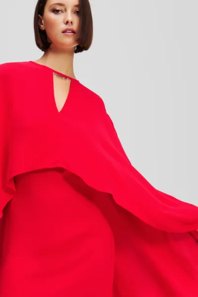 Šaty Karl Lagerfeld Short Party Cape Dress Racing Red