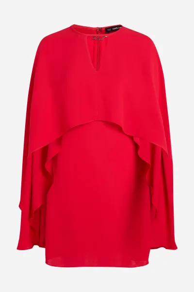 Šaty Karl Lagerfeld Short Party Cape Dress Racing Red
