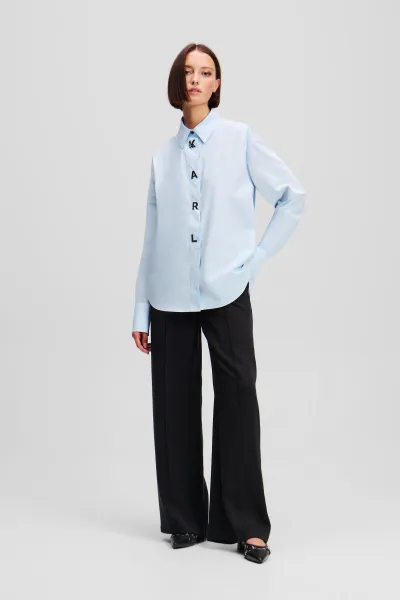 Košeľa Karl Lagerfeld Karl Snap Poplin Shirt Kentucky Blue
