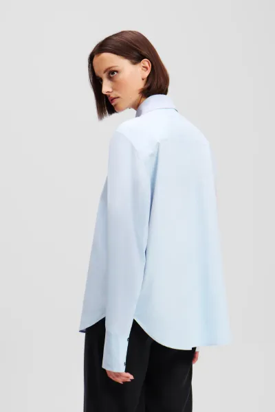 Košeľa Karl Lagerfeld Karl Snap Poplin Shirt Kentucky Blue