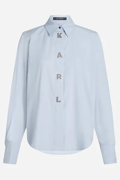 Košeľa Karl Lagerfeld Karl Snap Poplin Shirt Kentucky Blue
