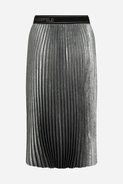 Sukňa Karl Lagerfeld Foil Pleated Skirt Gunmetal