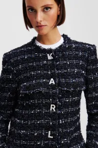 Kabát Karl Lagerfeld Boucle Long Jacket Dark Navy Boucle