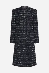 Kabát Karl Lagerfeld Boucle Long Jacket Dark Navy Boucle