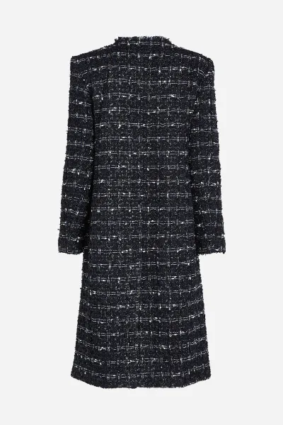Kabát Karl Lagerfeld Boucle Long Jacket Dark Navy Boucle