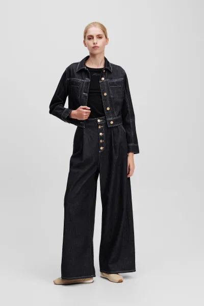 Bunda Karl Lagerfeld Button Denim Jacket Dark Blue Denim