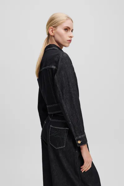 Bunda Karl Lagerfeld Button Denim Jacket Dark Blue Denim