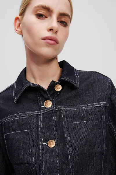 Bunda Karl Lagerfeld Button Denim Jacket Dark Blue Denim