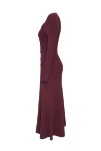 Šaty Dkny L/S Button Swtr Dres Burgundy
