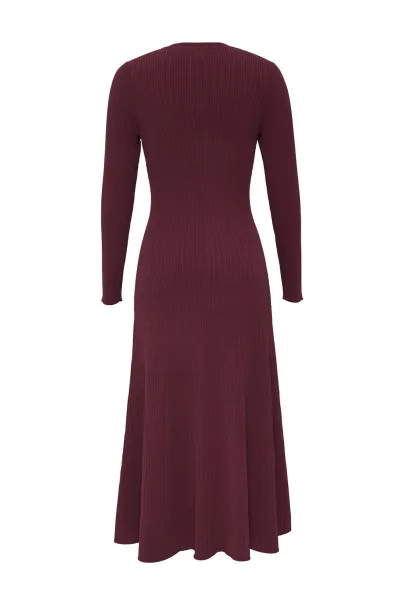 Šaty Dkny L/S Button Swtr Dres Burgundy