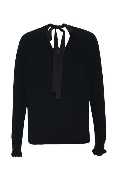 Sveter Dkny V Neck Sweater W/Bac Black