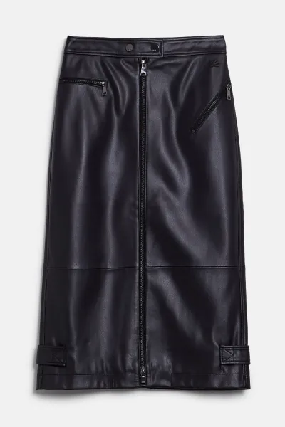 Sukňa Karl Lagerfeld Faux Leather Biker Skirt Black