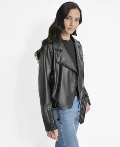 Bunda Dkny Faux Leather Moto Ja Black