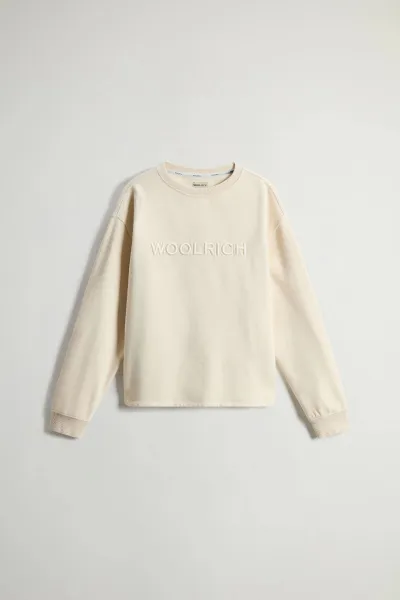 Mikina Woolrich Light Fleece Crewneck Milky Cream