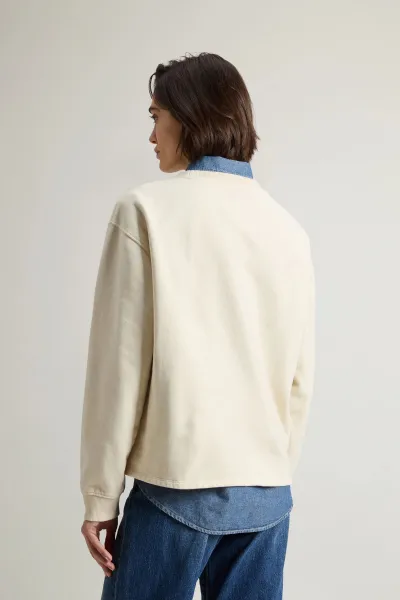 Mikina Woolrich Light Fleece Crewneck Milky Cream