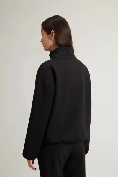 Mikina Woolrich Interlock Fleece Half Zip Black