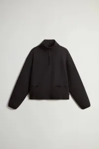 Mikina Woolrich Interlock Fleece Half Zip Black