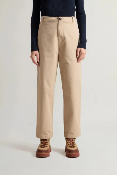 Nohavice Woolrich Classic Stretch Twill Pant Feather Beige