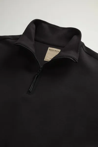 Mikina Woolrich Interlock Fleece Half Zip Black