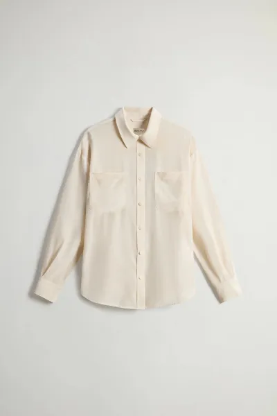 Košeľa Woolrich Washed Silk Shirt Milky Cream