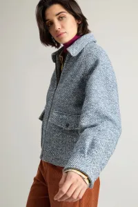 Bunda Woolrich Herringbone Overshirt Blue White Herrigbone