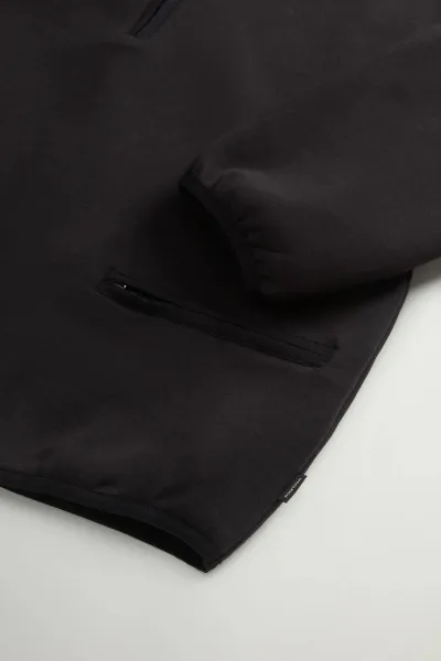 Mikina Woolrich Interlock Fleece Half Zip Black