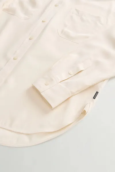Košeľa Woolrich Washed Silk Shirt Milky Cream