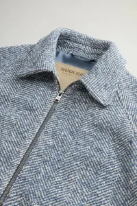 Bunda Woolrich Herringbone Overshirt Blue White Herrigbone