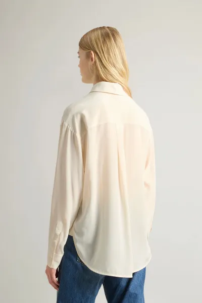 Košeľa Woolrich Washed Silk Shirt Milky Cream