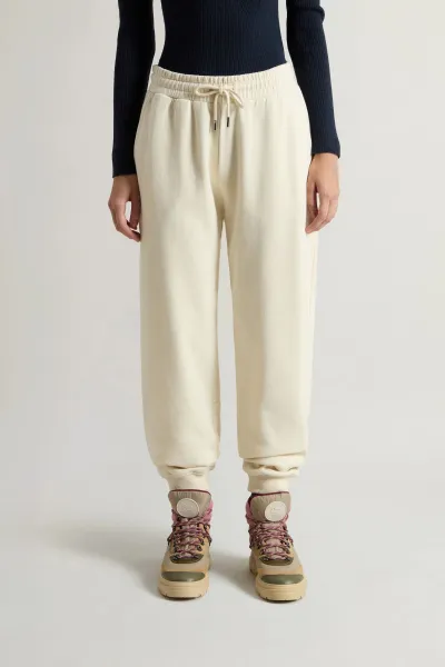 Tepláky Woolrich Light Fleece Pant Milky Cream