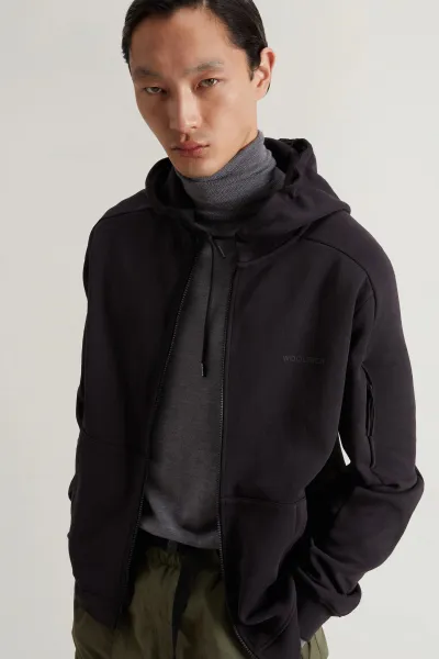 Mikina Woolrich Tech Full-Zip Hoodie Black