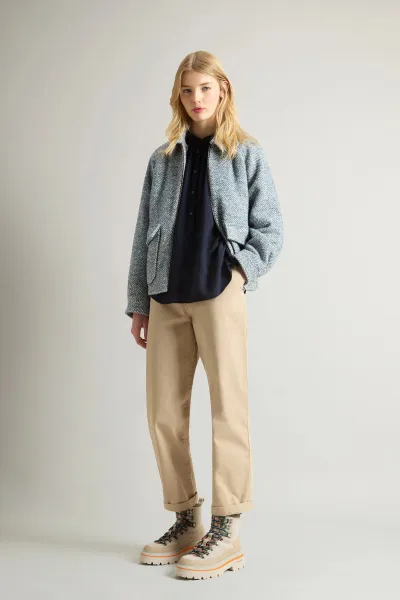 Blúzka Woolrich Light Gauze Wool Shirt Melton Blue