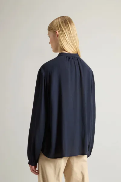 Blúzka Woolrich Light Gauze Wool Shirt Melton Blue