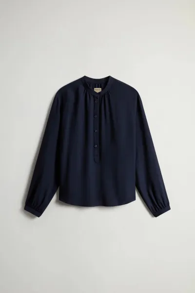 Blúzka Woolrich Light Gauze Wool Shirt Melton Blue
