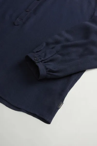 Blúzka Woolrich Light Gauze Wool Shirt Melton Blue