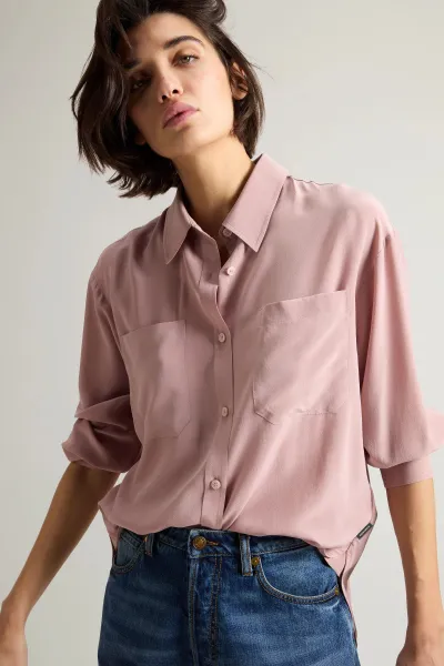 Košeľa Woolrich Washed Silk Shirt Woodrose