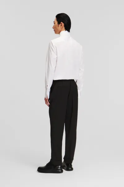 Nohavice Karl Lagerfeld Casual Wool Blend Pants Black