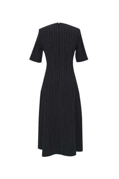 Šaty Dkny S/S Midi Dress Black Stripe