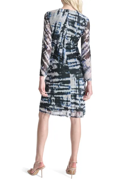 Šaty Dkny L/S Crew Neck Ruched Blk/Blue